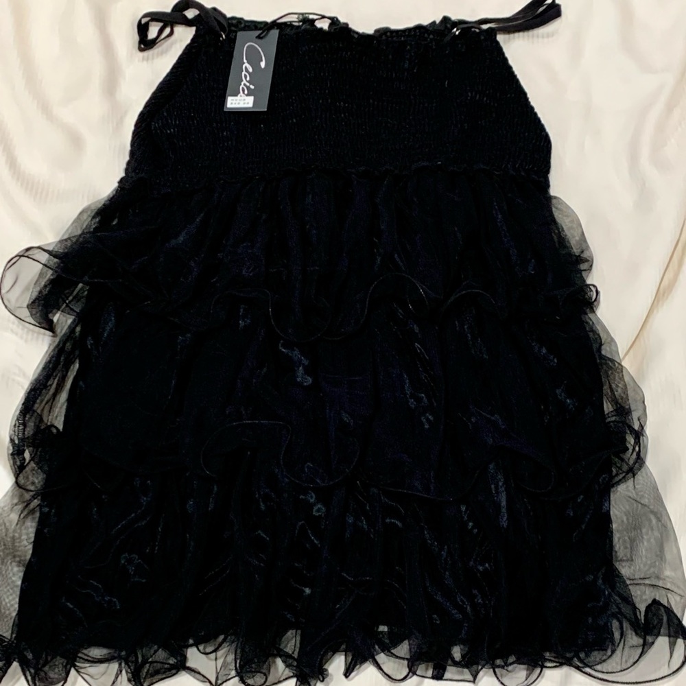 Celine shoulder strap black dress